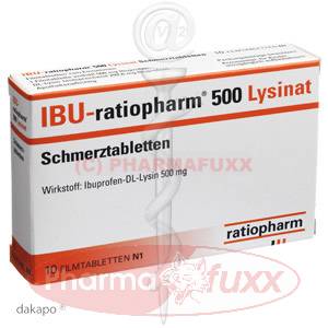 IBU RATIOPHARM Lysinat Schmerztabl.500 mg, 10 Stk