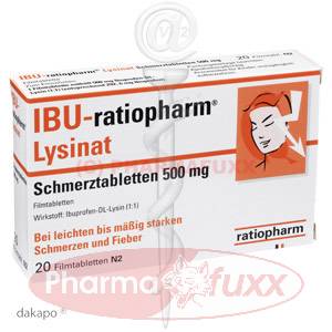 IBU RATIOPHARM Lysinat Schmerztabl.500 mg, 20 Stk
