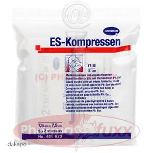 ES-KOMPRESSEN steril 8f 7,5x7,5cm, 10 Stk