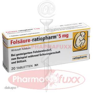 FOLSAEURE RATIOPHARM 5 mg Tabl., 20 Stk