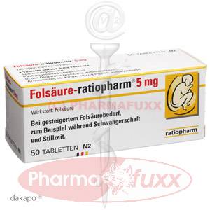 FOLSAEURE RATIOPHARM 5 mg Tabl., 50 Stk