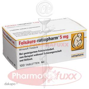 FOLSAEURE RATIOPHARM 5 mg Tabl., 100 Stk