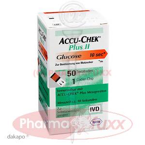 ACCU CHEK Plus II Glucose Teststreifen, 50 Stk