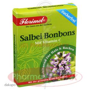 FLORIMEL Salbeibonbons m.Vitamin C zuckerfrei, 40 g