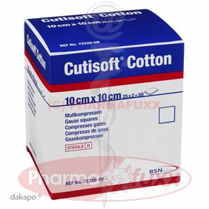 CUTISOFT Cotton Kompr.10x10cm steril 12fach, 50 Stk