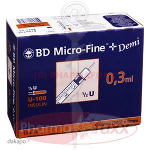 BD MICRO FINE+ U 100 Ins.Spr. 0,3x8 mm, 100 Stk