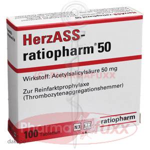 HERZ ASS ratiopharm 50 mg Tabl., 100 Stk