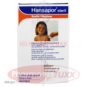 HANSAPOR steriler Wundverband 7,2x5cm, 5 Stk